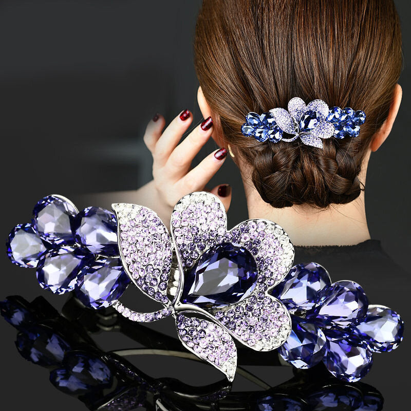 Rhinestone hairpin back of head clip headdress Korean style hair grab female hair top clip spring clip temperament style hair accessory