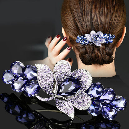 Rhinestone hairpin back of head clip headdress Korean style hair grab female hair top clip spring clip temperament style hair accessory