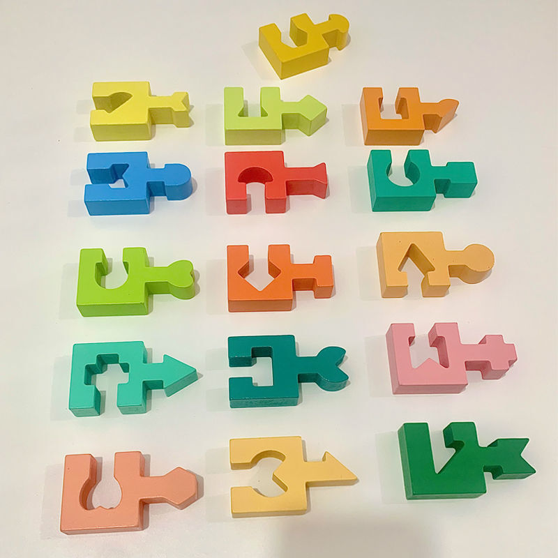 Shape matching wooden puzzle building blocks children's toys logical thinking toys cognitive toys