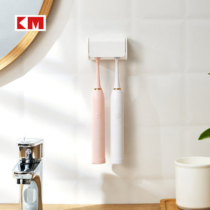 Japan KM.810 adhesive seamless double grid electric toothbrush holder simple toothbrush holder adhesive dust-proof toothbrush hanger