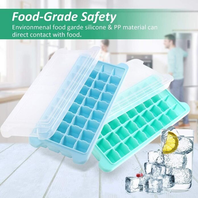 Silicone square 36-compartment ice box with lid (random color)