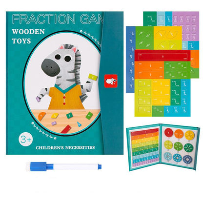 儿童智力可折叠便携式认知配对拼板磁性分数宝宝学习本认知玩具