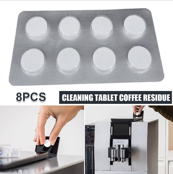 [8-piece pack] Food-grade automatic coffee machine cleaning tablets, thermos cup, tea scale and grease removal, effervescent tablets, aluminum foil
