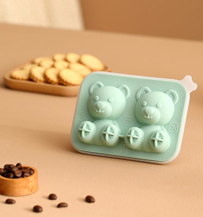 4-piece bear ice cube mold silicone ice tray household internet celebrity ice cream ice cream frozen ice ball ice box ice mold