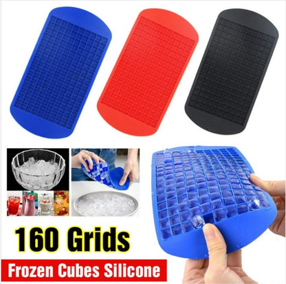 Blue 160 grid silicone mini small square ice tray silicone ice making mold creative ice making box small ice cube ice grain grid small ice cube crushed ice mold square ice cube crushed ice ice tray mold ice making box