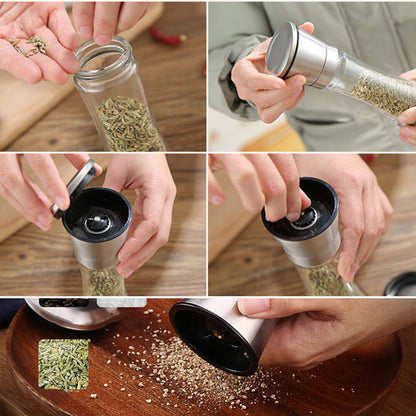 Seasoning grinder glass grinding bottle restaurant household grinding seasoning jar grinding jar manual pepper grinder seasoning grinding bottle