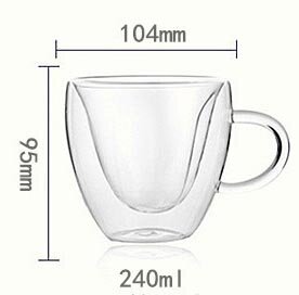 雙層心形玻璃杯可帶把隔熱水杯桃心杯玻璃咖啡杯 咖啡杯