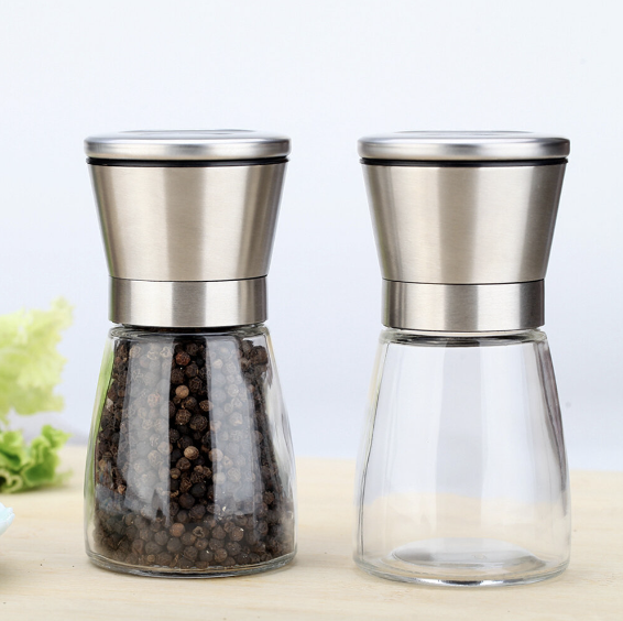 180ml stainless steel pepper grinder manual glass grinding bottle spice bottle [parallel import] seasoning container