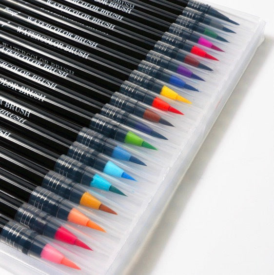 [20色套裝] 繪畫毛筆 水彩毛筆 手繪筆 軟筆練字 毛筆字帖軟筆 水彩 塑膠彩