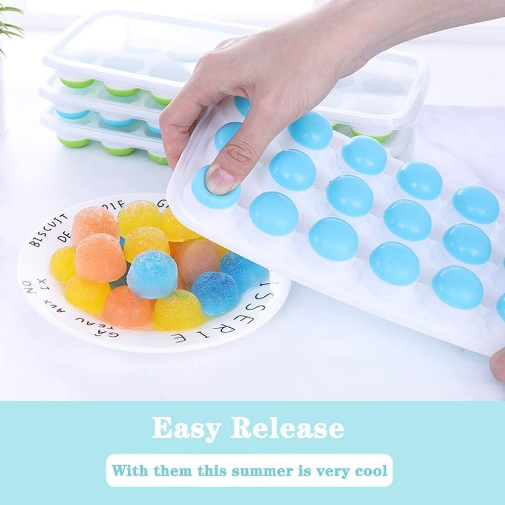 Single-piece push-type ice box, round ice cubes (random color)