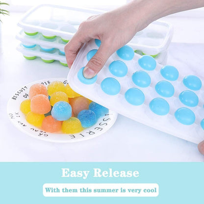 Single-piece push-type ice box, round ice cubes (random color)