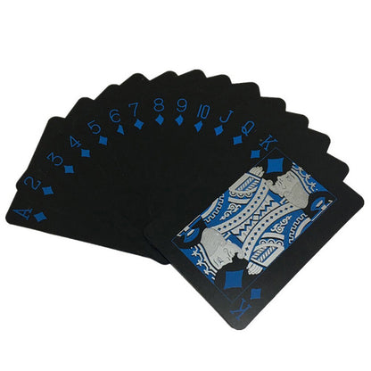 蓝色创意黑色塑料扑克PVC防水扑克牌棋牌桌游卡牌啤牌塑胶扑克牌防水啤牌儿童扑克牌玩具黑色PVC塑料防水扑克牌桌游玩具成人扑克牌玩具-蓝色啤牌桥牌