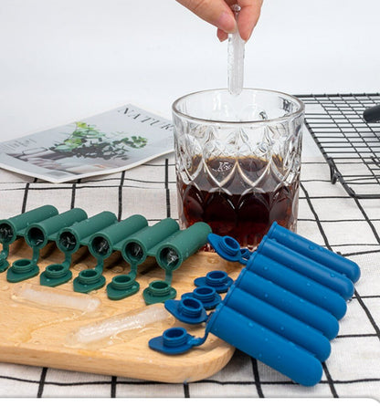 矽胶迷你小冰条模具六连冰块模具带盖适用于灌装瓶装饮料2个一套随机色
