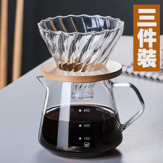 玻璃手沖咖啡壺套裝咖啡過濾杯分享壺沖泡壺咖啡器具 600ML 咖啡壺