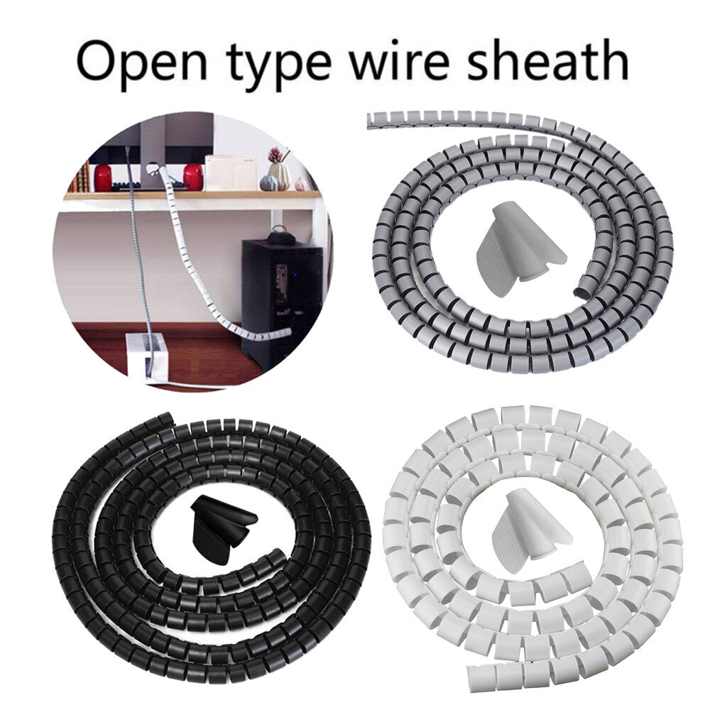 Black 10mm wire open type wrapped tube cable storage and cable organizer anti-bite wire bundle tube open winding tube wire storage and organization