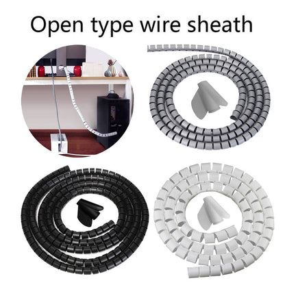 Black 10mm wire open type wrapped tube cable storage and cable organizer anti-bite wire bundle tube open winding tube wire storage and organization
