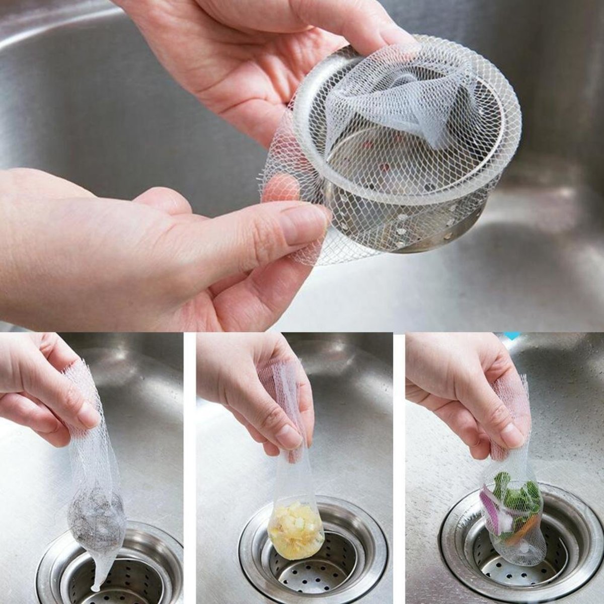 100-pack disposable slag screen Japanese anti-clogging vegetable basin water bag kitchen sink filter mesh sink pan drain outlet filter sink garbage kitchen waste bag with easy pumping to discard the slag screen filter element
