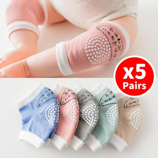 Summer children's knee pads, anti-slip, cotton, infant knee pads, breathable sports baby crawling elbow pads, 5 pairs, set of knee pads