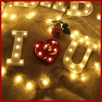 I love you proposal confession set romantic surprise scene arrangement letter lamp room decoration (rechargeable battery) 3 pieces in total