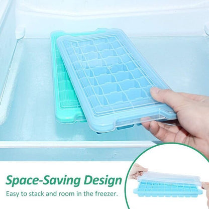 Silicone square 36-compartment ice box with lid (random color)