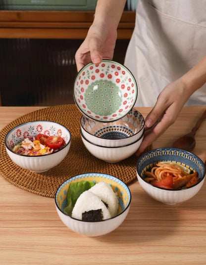 Japanese style series/gift box set of six Japanese tableware ceramic bowls/new rice bowl for home use/first choice for gift giving/Christmas gift/New Year gift/festival/family tableware set/ceramic bowl set