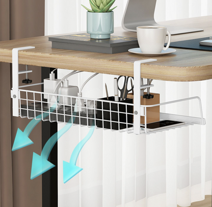 Under-the-desk cable management rack slot box router wireless wifi under-the-desk computer desk storage wire placement and plug-in punch-free desk and wire storage