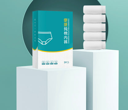 Hotel pure cotton disposable underwear, supermarket convenience store portable pure cotton daily disposable underwear, autumn travel travel disposable underwear, men's white 5 pieces XL size