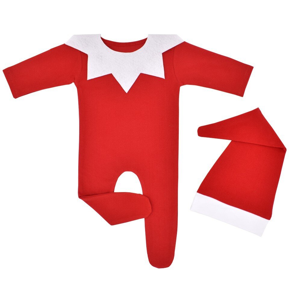 Children's Santa Claus Set Christmas Three-piece Baby Christmas Jumpsuit European and American Newborn Christmas Photography Clothing Three-piece Set Baby Christmas Theme Red Footwear Photography Clothing Set