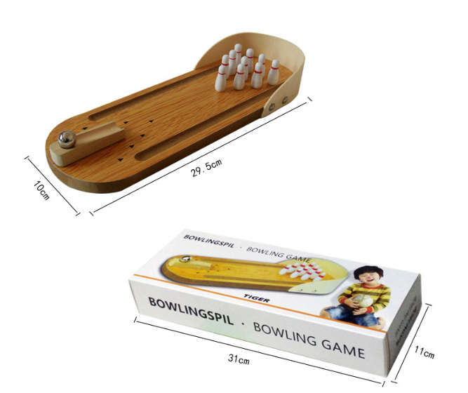 木製迷你保齡球桌面遊戲 木質兒童益智創新玩具實木製親子好玩滾珠 board game 認知玩具