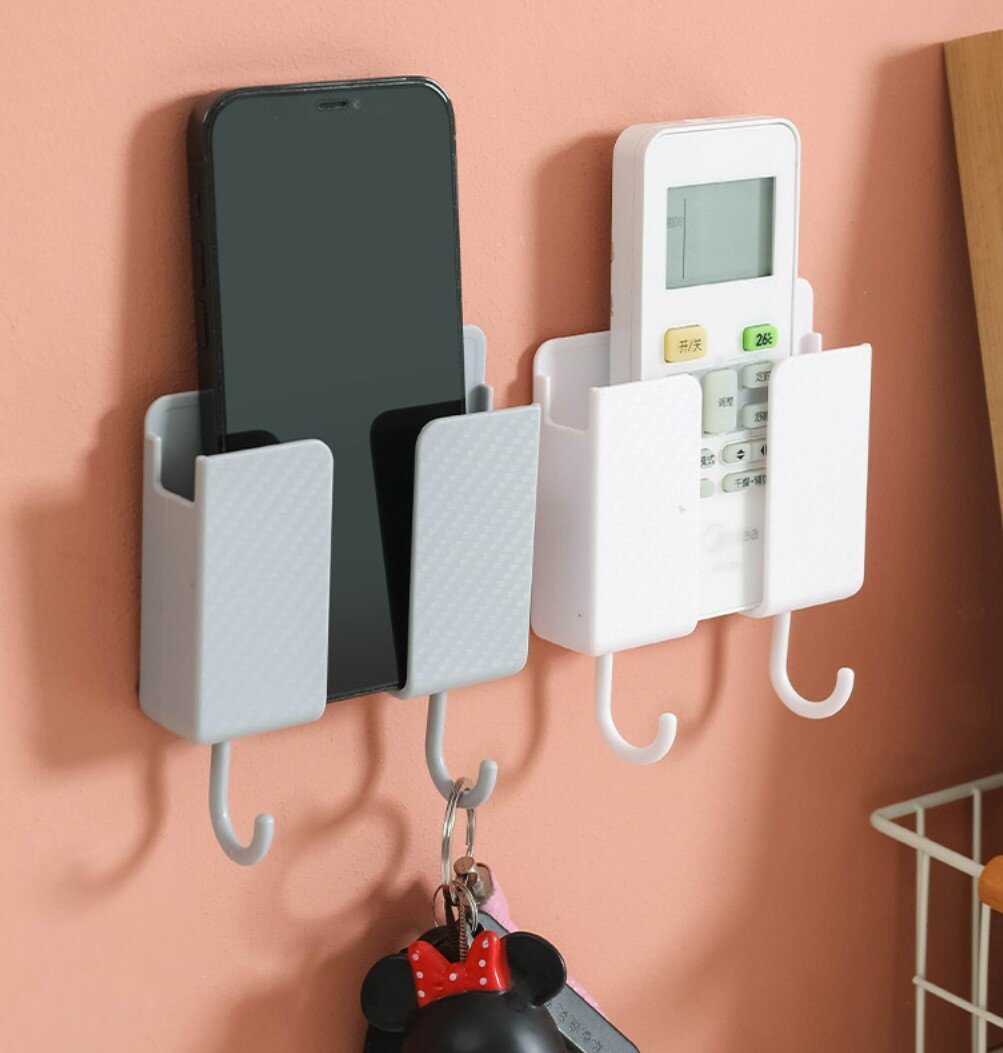 TV air conditioner remote control storage box wall hanging bedside mobile phone storage punch-free storage rack hook wall hanging rack
