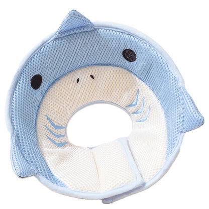 Pet anti-bite and anti-licking ring pet protective equipment blue shark hood mask