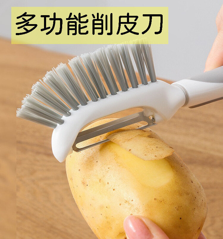 Multifunctional peeling knife with brush, fruit and vegetable peeler, sweet potato and potato cleaning brush, melon and fruit cleaning brush, peeling knife