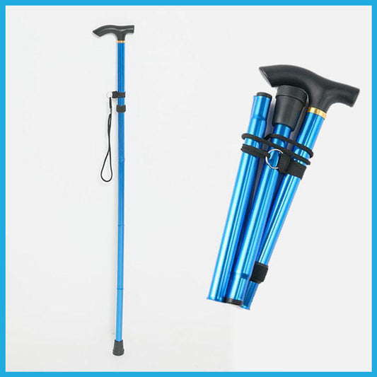 Folding telescopic ultra-light four-section cross-country hiking pole, trekking pole for the elderly, hiking pole, trekking pole, folding hiking pole (1 piece in blue) supplies for the elderly