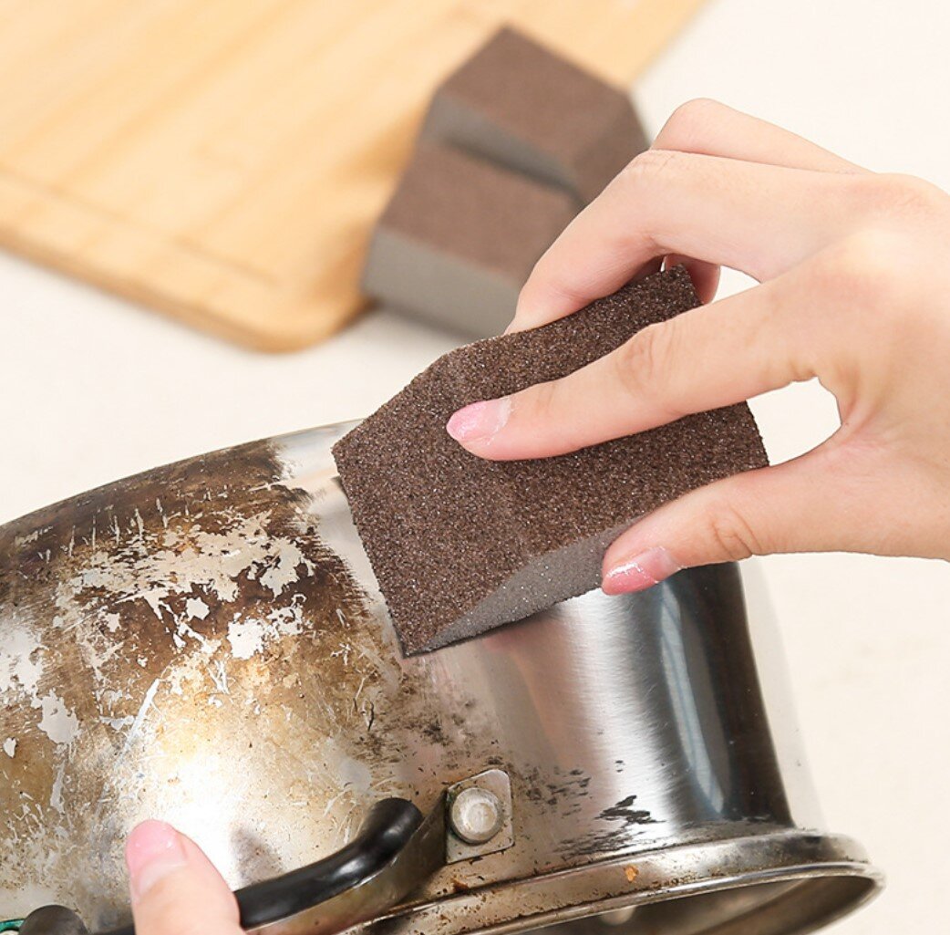 4 pieces of kitchen cleaning sponges, nano scale removal, double-sided thickening, black dirt cleaning on the bottom of pots, magic scrubbing bowls, emery sponge