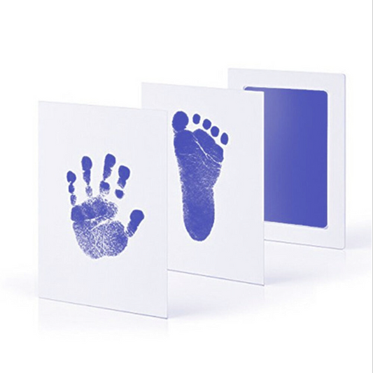 Blue baby hand-free foot print pad, no-rinse hand and foot print pad, non-stick hands, newborn commemorative growth record, no-wash ink footprint, hand print, footprint print, mimeograph pad, sand painting glue painting