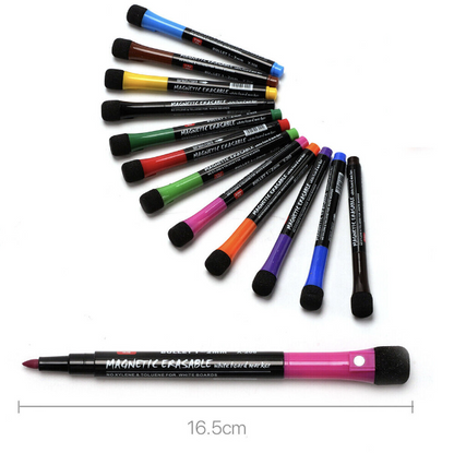 [12 Colors] Whiteboard Pen Magnetic Children's Magnetic Drawing Board Pen Training Multi-Function Pen Water-based Ink Erasable Graffiti Pen Whiteboard Pen