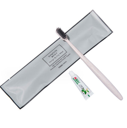 Disposable toothbrush toothpaste toiletry travel supplies set toothbrush + 3g double-sided needle toothpaste 5 pieces set