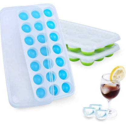 Single-piece push-type ice box, round ice cubes (random color)