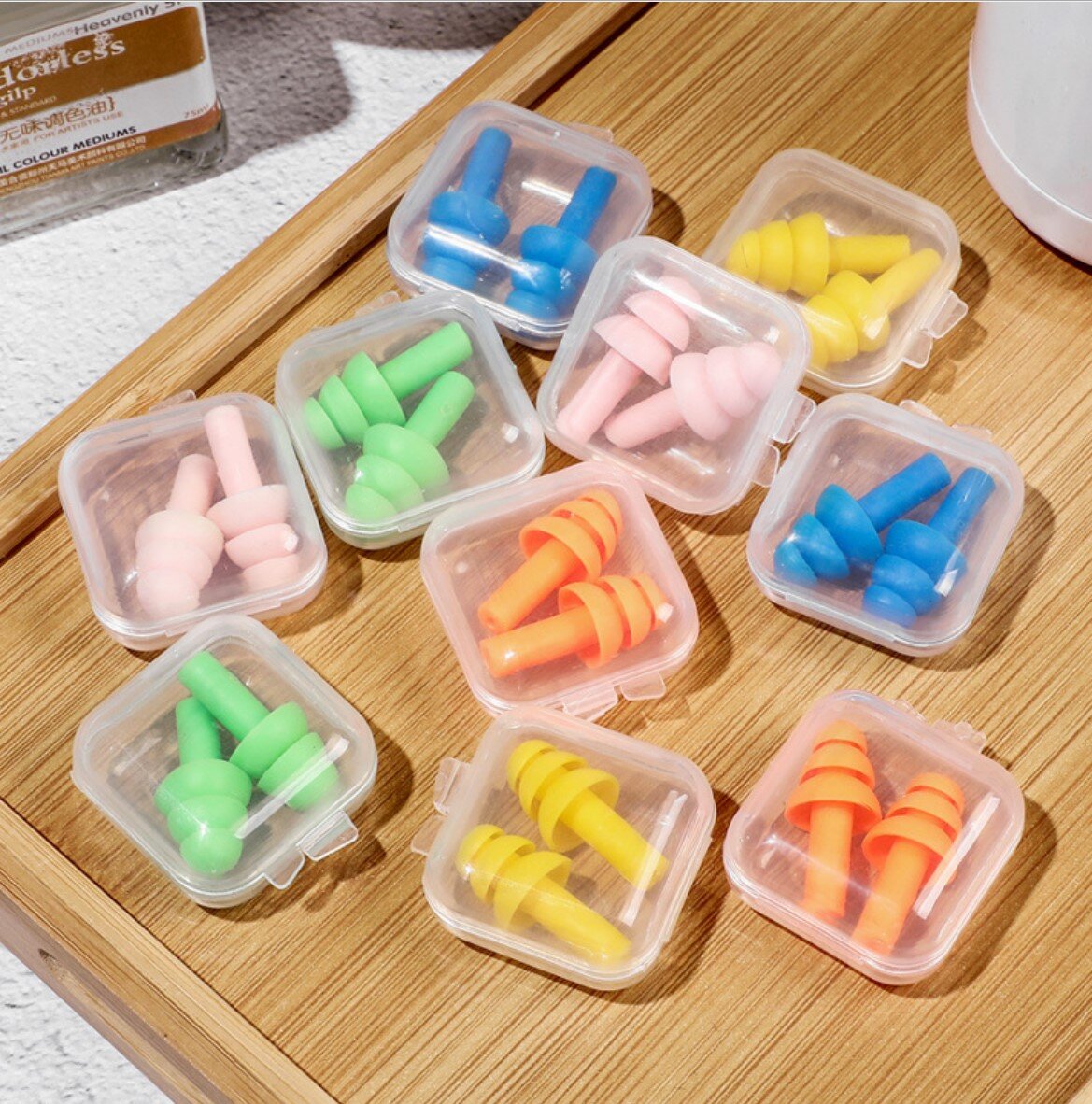(Two Pairs) Silicone Anti-Noise Soundproofing Waterproof Swimming Earplugs Color Random Ear, Nose and Throat