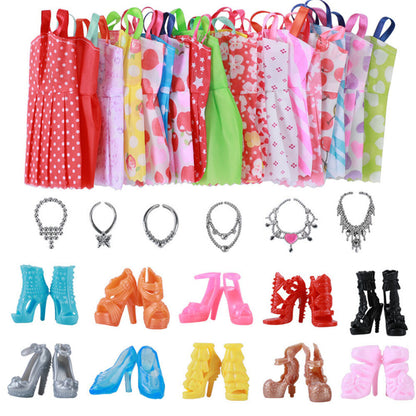 [32-piece set] Barbie clothes, shoes, jewelry, handbags, glasses replacement DIY