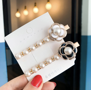 Camellia Pearl Hairpin (Black and White Two-piece Set) Hair Accessories