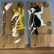 2枚入-可爱猫猫磁石勾猫尾钩三色选择家居用品卡通挂钩创意卡通猫喵贴钩磁性雪柜贴无痕挂钩(斑纹)
