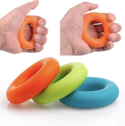 橙色矽胶握力圈运动健身握力训练器手力重量训练矽胶握力圈O型椭圆形握力器套装手指复健握力环训练辅助用品