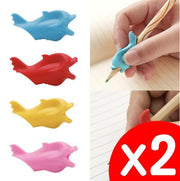 Pencil holder silicone fish pencil set children's student writing corrector primary school student pencil holder 2 pieces set