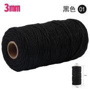 Black 3mm thick handmade DIY monochrome braided decorative rope crafts binding rope braided tapestry rope