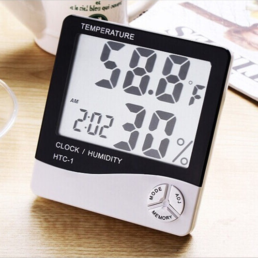 HTC-1 temperature and humidity meter large screen digital display indoor household electronic alarm clock thermometer electronic clock