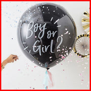 36 Inch Black Baby Shower Gender Reveal Balloons with Pink and Blue Confetti Party Supplies Decorative Gender Reveal Party Baby