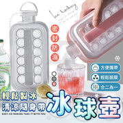 Folding ice maker curling two-in-one ice cube kettle ice making artifact frozen kettle ice ball kettle ice making box 2 water bottles (white)