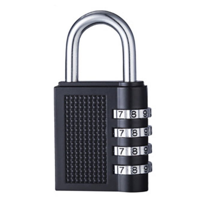 (Black) Anti-theft and anti-pry alloy custom 4-digit password padlock zinc alloy safety padlock mini storage/luggage box/fitness room/anti-theft lock/private Locker four-digit zinc alloy safety padlock lock