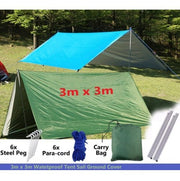 Waterproof sunshade canopy tent for 4-6 people, family style (blue), with poles + wind rope + ground nails + portable bag